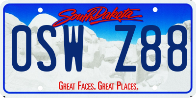SD license plate 0SWZ88