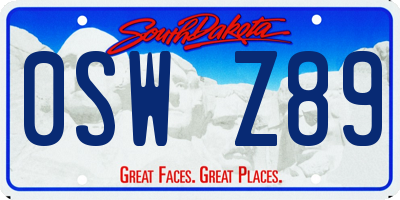 SD license plate 0SWZ89