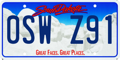 SD license plate 0SWZ91