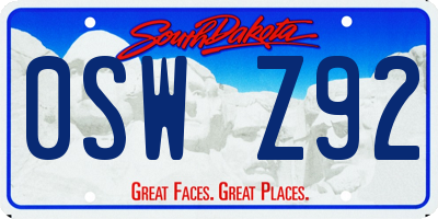 SD license plate 0SWZ92