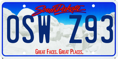 SD license plate 0SWZ93