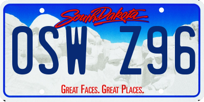 SD license plate 0SWZ96