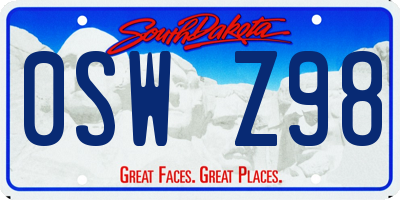 SD license plate 0SWZ98