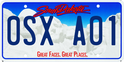 SD license plate 0SXA01