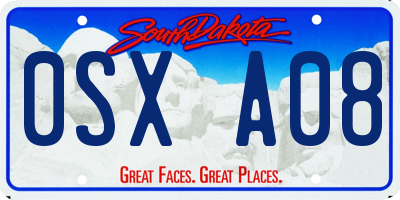 SD license plate 0SXA08