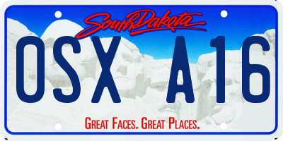 SD license plate 0SXA16
