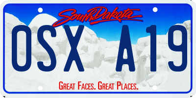 SD license plate 0SXA19