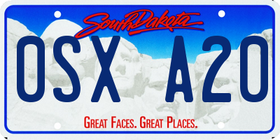 SD license plate 0SXA20