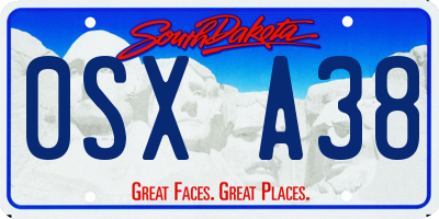 SD license plate 0SXA38