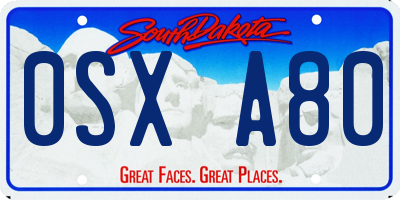 SD license plate 0SXA80