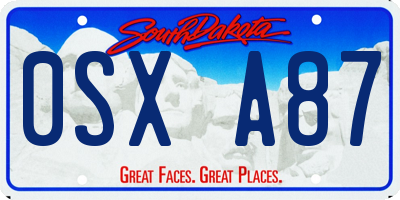 SD license plate 0SXA87