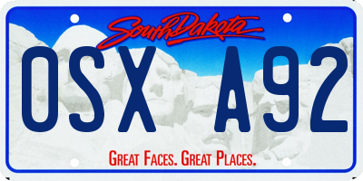 SD license plate 0SXA92