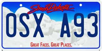 SD license plate 0SXA93