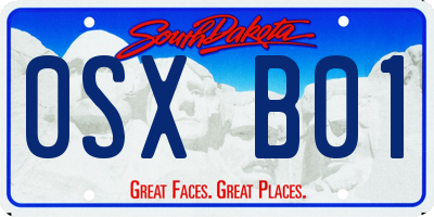 SD license plate 0SXB01