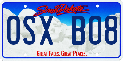 SD license plate 0SXB08