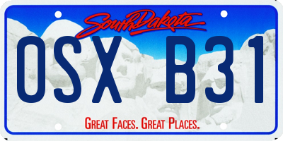 SD license plate 0SXB31
