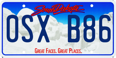 SD license plate 0SXB86