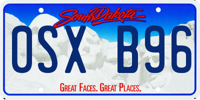 SD license plate 0SXB96