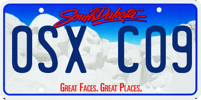 SD license plate 0SXC09