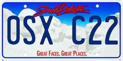 SD license plate 0SXC22