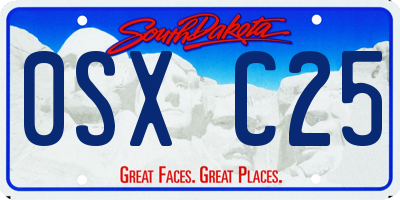 SD license plate 0SXC25