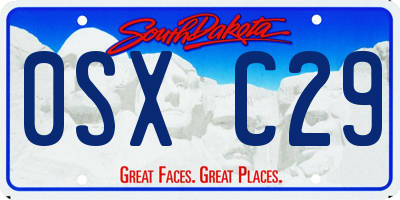 SD license plate 0SXC29