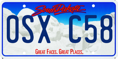 SD license plate 0SXC58