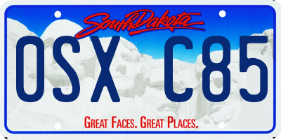 SD license plate 0SXC85