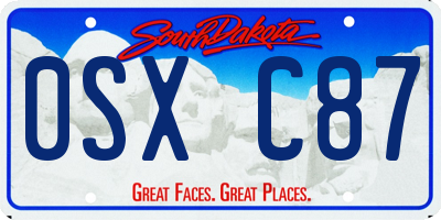 SD license plate 0SXC87