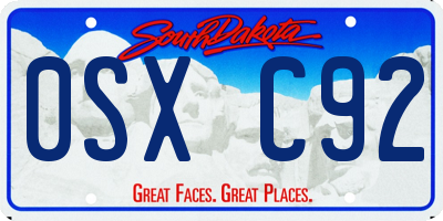 SD license plate 0SXC92