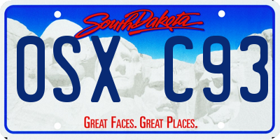 SD license plate 0SXC93