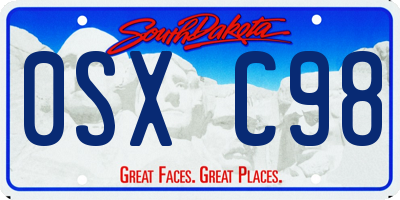 SD license plate 0SXC98