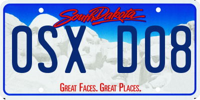 SD license plate 0SXD08