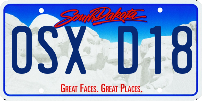 SD license plate 0SXD18