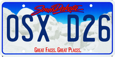SD license plate 0SXD26