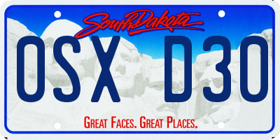 SD license plate 0SXD30