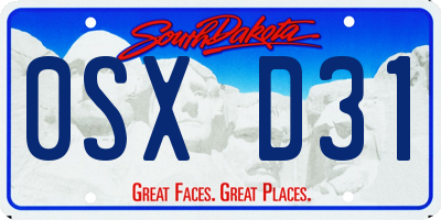 SD license plate 0SXD31