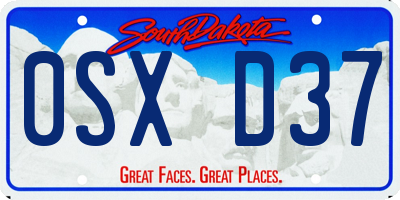 SD license plate 0SXD37