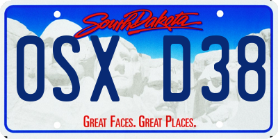 SD license plate 0SXD38