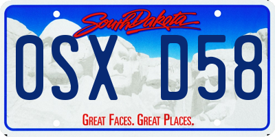 SD license plate 0SXD58
