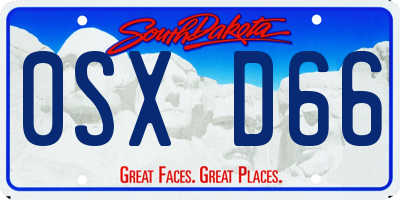 SD license plate 0SXD66