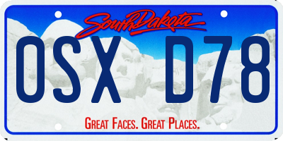 SD license plate 0SXD78
