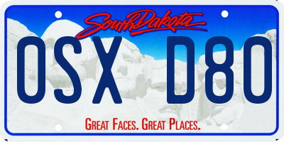 SD license plate 0SXD80