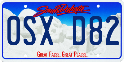 SD license plate 0SXD82