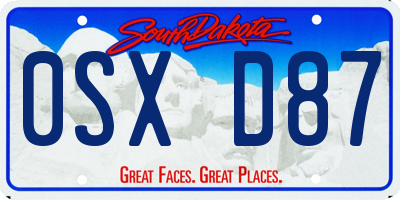SD license plate 0SXD87