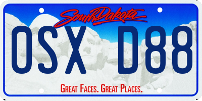 SD license plate 0SXD88