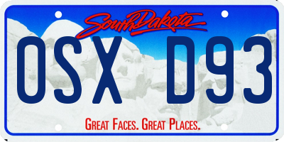 SD license plate 0SXD93