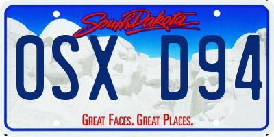 SD license plate 0SXD94