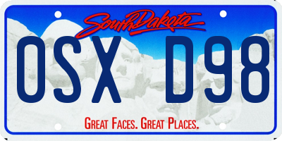 SD license plate 0SXD98