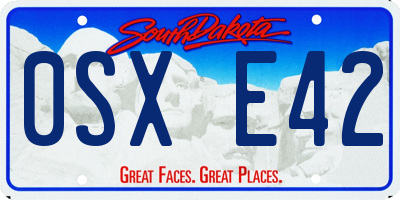 SD license plate 0SXE42